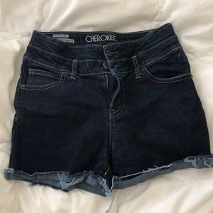 high rise denim shorts